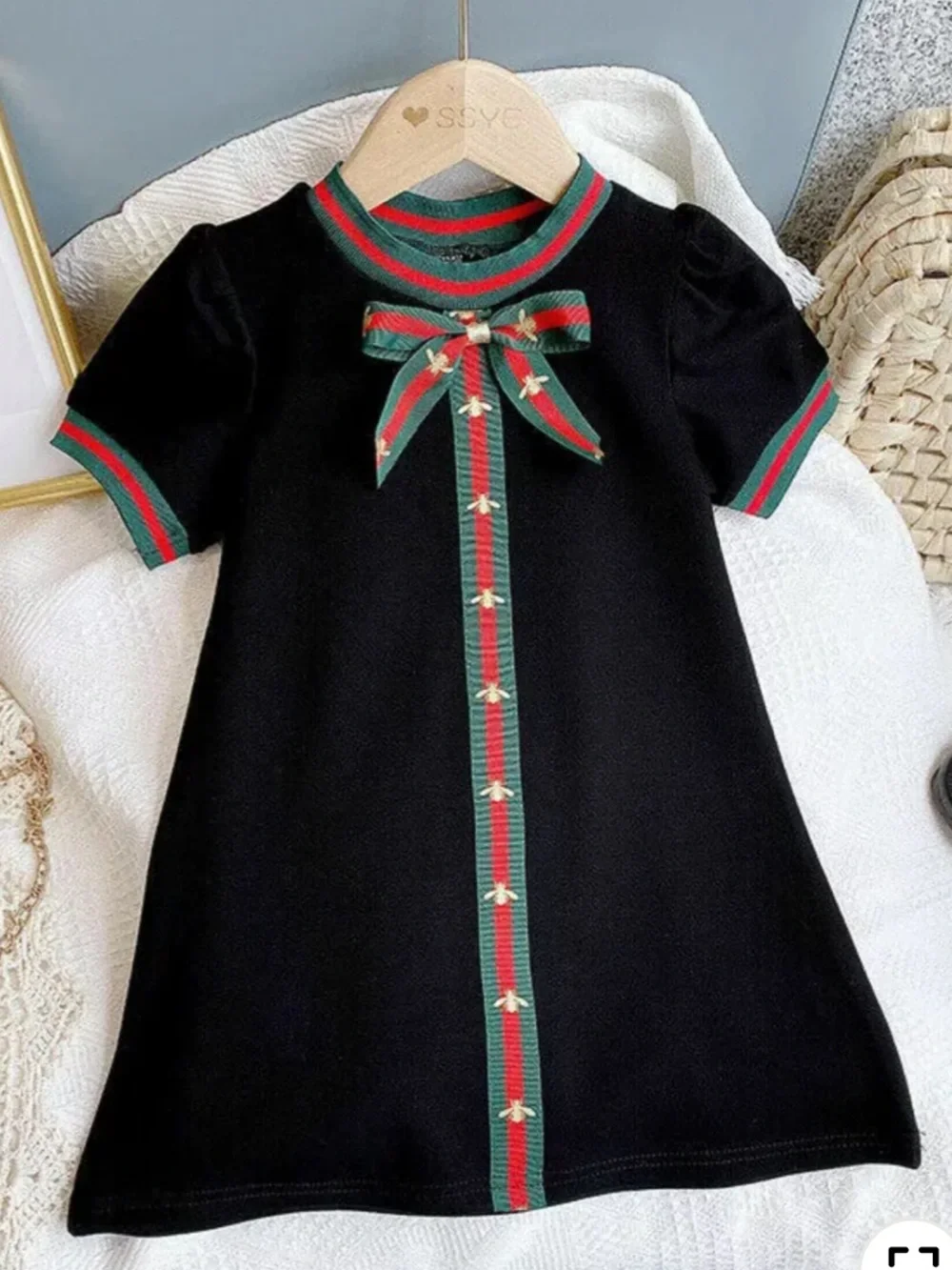 Mia Belle Baby Girls Short Sleeve Black Inspired Dress NWOT 3T